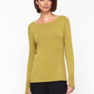 Eileen Fisher Green Crew Neck Thumb Hole Shirt